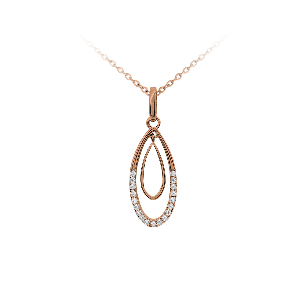 S50-429 Rose gold luxusní stříbrný náhrdelník s bílými zirkony