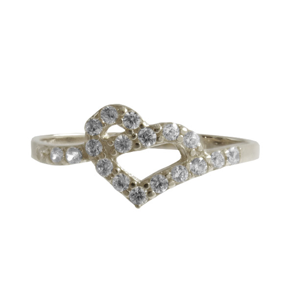 Z70-335 Zlatý prsten ve tvaru srdce se zirkony