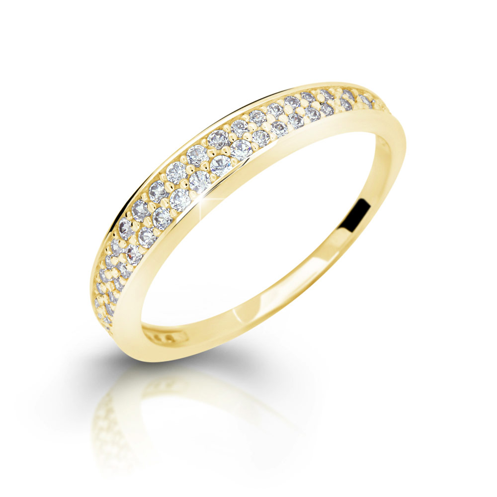 Z70-350 Zlatý prsten ze žlutého zlata se zirkony