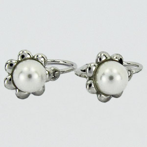 S45-002 Stříbrné náušnice dětské s perlou
