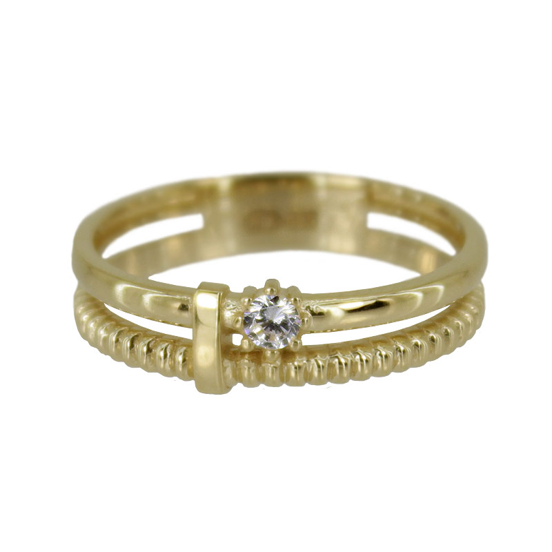 Z70-379 Dvojitý zlatý prsten se zirkonem